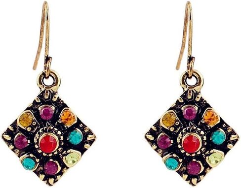 Usstore 1Pair Women Bohemian National Wind Retro Rhinestone Ear Stud Earrings Jewelry Eardrop Gift, Zinc in Saudi Arabia