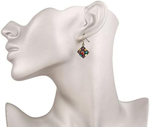 Usstore 1Pair Women Bohemian National Wind Retro Rhinestone Ear Stud Earrings Jewelry Eardrop Gift, Zinc in Saudi Arabia