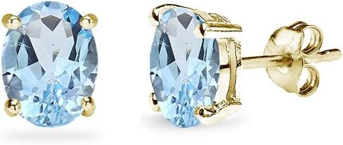 Sterling Silver Blue Topaz Oval-Cut Solitaire Stud Earrings for Women Teens & Girls in Saudi Arabia