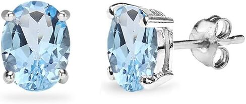 أقراط سوليتير من الفضة الإسترليني باللون الأزرق التوباز البيضاوي للنساء المراهقات والفتيات in Saudi Arabia