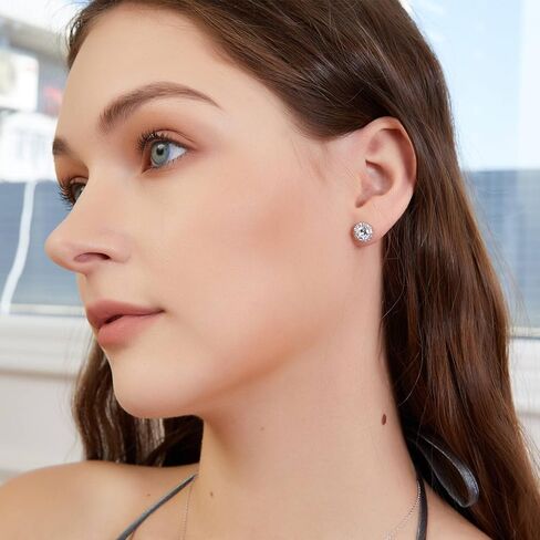 2 Pack / 3 Pack 18K White Gold Plated Round Square Cubic Zirconia Simulated Diamond Halo Stud Earrings in Kuwait