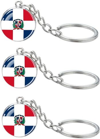 LLBFHH 3 Pcs Dominican Flag Key Chain,Cool Keychain for Car Keys, Stainless Steel Keyrings & Keychains,Used for Home Decoration, Jewelry Hanging Decorations. in Saudi Arabia