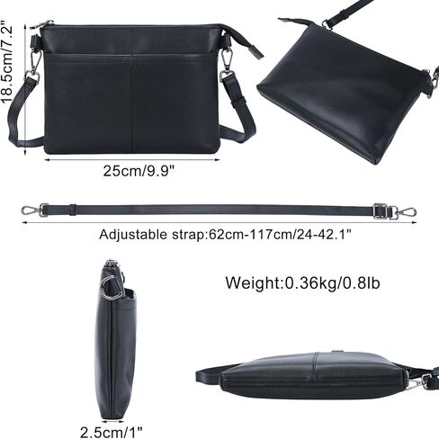 حقيبة محفظة صغيرة من الجلد الأسود من Masa Kawa للنساء والرجال حقائب كتف صغيرة متقاطعة للأعمال كاجوال حقيبة يد بمقبض ومحفظة in Kuwait