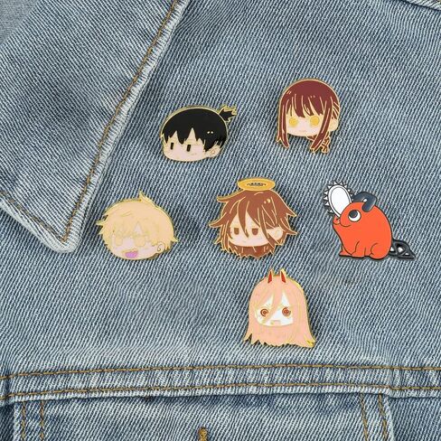 Makima Brooch Anime Cosplay Pins Hayakawa Aki Denji Power Character Cosplay Brooches Alloy Multi Accessories 7pcs, Medium, Metal, no gemstone in Kuwait