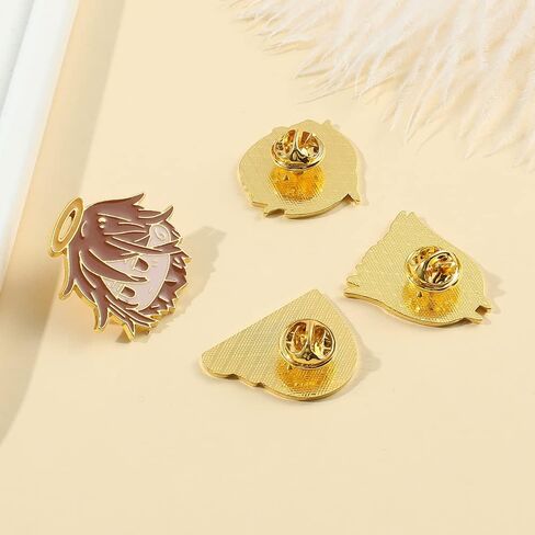 Makima Brooch Anime Cosplay Pins Hayakawa Aki Denji Power Character Cosplay Brooches Alloy Multi Accessories 7pcs, Medium, Metal, no gemstone in Kuwait