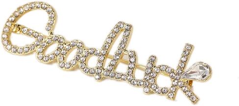 Letter Good Luck Rhinestones Crystal Brooch Cute Letter Decor Brooch Pin Gold Plated Jewelry Gift Suit Accessories Safety Brooches and Pins for Women Men Girls, Metal, crystal in Kuwait