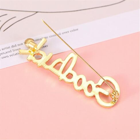 Letter Good Luck Rhinestones Crystal Brooch Cute Letter Decor Brooch Pin Gold Plated Jewelry Gift Suit Accessories Safety Brooches and Pins for Women Men Girls, Metal, crystal in Kuwait