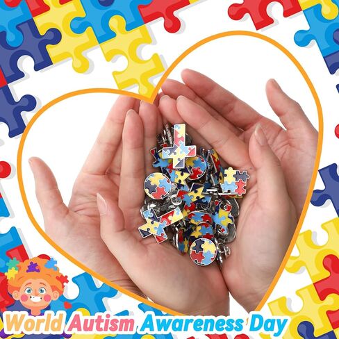 48 قطعة دبوس للتوحد، دبوس للتوعية بالتوحد، دبوس متعدد الألوان لغز التوحد، دبابيس للتوعية بالتوحد، إكسسوارات للملابس والسترات والقمصان in Kuwait