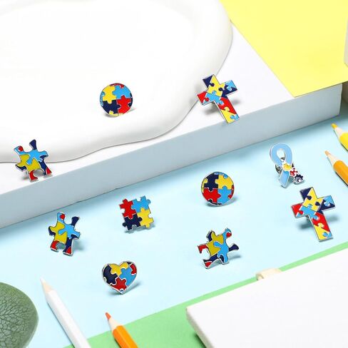 48 قطعة دبوس للتوحد، دبوس للتوعية بالتوحد، دبوس متعدد الألوان لغز التوحد، دبابيس للتوعية بالتوحد، إكسسوارات للملابس والسترات والقمصان in Kuwait