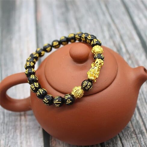 Good Luck PiXiu Feng Shui Bracelet For Men Women, Fend Shui Black Obsidian Wealth Bracelet, Adjustable Suitable for All Occasions Anniversary Birthday Valentines Christmas Gifts in Saudi Arabia