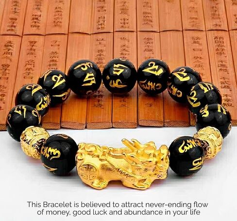 Good Luck PiXiu Feng Shui Bracelet For Men Women, Fend Shui Black Obsidian Wealth Bracelet, Adjustable Suitable for All Occasions Anniversary Birthday Valentines Christmas Gifts in Saudi Arabia