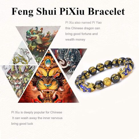 Homelavie 2 قطعة فنغ شوي الأسود سبج الثروة سوار 12 مم بوذا أساور الطاقة مع لون مزدوج تغيير بي شيو للنساء الرجال جذب الثروة والحظ الجيد in Kuwait