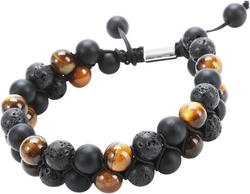 DaosenD Triple Protection Bracelet Handmade Bracelet -, Natural Tiger Eye Crystal, Obsidian, volcanics, Crystal Jewelry Bracelet Brings You Luck and Health, Suitable for Men and Women.（Style F） in Saudi Arabia
