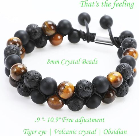 DaosenD Triple Protection Bracelet Handmade Bracelet -, Natural Tiger Eye Crystal, Obsidian, volcanics, Crystal Jewelry Bracelet Brings You Luck and Health, Suitable for Men and Women.（Style F） in Saudi Arabia