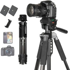 81" Camera Tripod, Heavy Duty Tripod for Camera with Phone Holder, Professional Aluminum Tripod Stand for Camera with Carry Bag, Camera Stand for DSLR/DV/Video/Projector/Cell Phone/GoPro