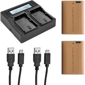 2-Pack of LP-E6NH Batteries and Dual Battery Charger for Canon R5, R6 (7.2V, 2250mAh)