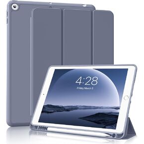 Case for iPad 9th/8th/7th Generation 2021/2020/2019, iPad 10.2 inch Case with Pencil Holder, Slim Soft Silicone Smart Trifold Stand Protective Hybrid Case, Auto Sleep/Wake, Pink
