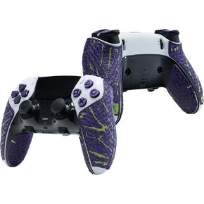 Controller Grips for PS5 DualSense Edge, Skin kit,Anti-Skid, Multi-Texture, Sweat Absorption, Pre-Cut Grips Tape, by SHADOW BOOLT (Purple & Green)