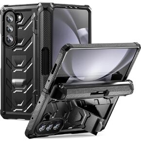 for Samsung Galaxy Z Fold 5 Case with S Pen Holder, Built-in HD Screen Protector & Kickstand All-Inclusive Protective Case for Galaxy Z Fold 5 (2023), Black
