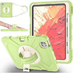 حافظة Lontect لجهاز iPad Pro مقاس 11 بوصة M4 2024 (الجيل الخامس)، غطاء حماية هجين قوي وشديد التحمل مع حامل أقلام وحامل قابل للدوران، أرجواني فاتح