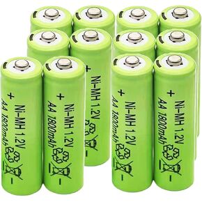 12 Count Ni-MH AA 1800mAh Rechargeable Batteries 1.2V Double A Batteries Precharged for Garden Landscaping Outdoor Solar Lights, String Lights, Pathway Lights