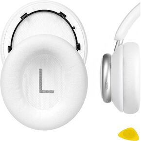 Geekria QuickFit Replacement Ear Pads for Anker Soundcore Life Q45, Space Q45 Headphones Ear Cushions, Headset Earpads, Ear Cups Cover Repair Parts (White)