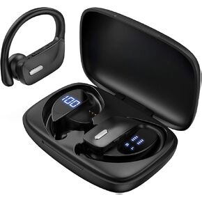T16 Wireless Earbuds 80hrs Playtime Wireless Charging Case Digital Display,Wireless Earbuds Bluetooth Headphones, LED Display Over-Ear Buds, Earhooks Built-in Mic Headset for Sport