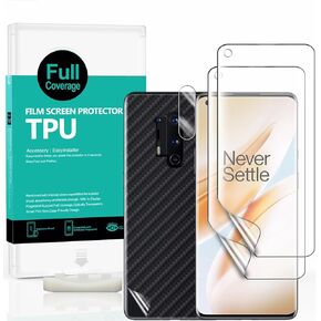 Ibywind Screen Protector For OnePlus 8 Pro,with 2Pcs Flexible TPU Film,1Pc Camera Lens Protector,1Pc Backing Carbon Fiber Film [Fingerprint Reader,Easy to install]