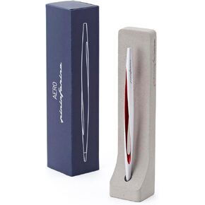 PININFARINA AERO. Ink-Less Stylus Pen with Ethergraf® Metal Alloy Tip. Futuristic Body Aerospace Aluminum/Blue. Desk Stand in Raw Concrete. Writing Utensil for Artists, Collectors and Professionals