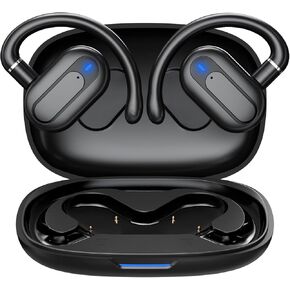 سماعات أذن مفتوحة، مقاومة للتعرق، وقت تشغيل 24 ساعة، تصميم دوار ثنائي المحور، بلوتوث محمول 5.4، شحن سريع، مكالمات واضحة، رائعة للمكتب، الجري، التمرين، ركوب الدراجات (أسود) in Kuwait