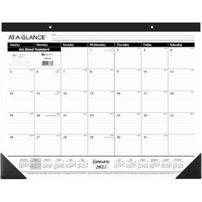 AT-A-GLANCE 2025 Desk Calendar, Desk Pad, Monthly, 21-3/4" x 17", Large, Ruled Blocks, 3 Pack (AZSK240025)
