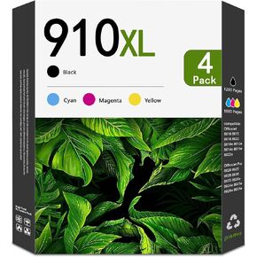 910XL High Yield Ink Cartridges Compatible 910XL Ink Cartridges Replacement for OfficeJet 8010 8015 8018 8022 Pro 8020 8025 8028 8030 8035 Printer (4-Pack, Black/Cyan/Magenta/Yellow)