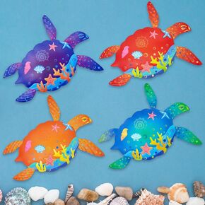 Metal Fish Art Outdoor Wall Decor 4 PCS Colorful Hanging Fish Decorations for Garden Pool Decor, Outdoor and Indoor Wall Sculptures