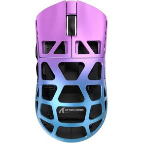 x Attack Shark R3 Wireless Gaming Mouse,PAW3395 26K DPI 8KHz Polling Rate,Magnesium Alloy 46g Ultralight,Programmable Tri-Mode BT/2.4G/Wired Computer Mice with Coiled Cable - Purple Blue