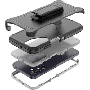 Compatible with Samsung Galaxy A25 Case, with Belt Clip Holster Heavy Duty Rugged Shockproof Full Body Protection Kickstand Cover for Samsung Galaxy A25 Phone (Black) in Saudi Arabia