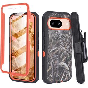 Designed for Google Pixel 9 2024 Case with Belt Clip Holster, Built-in Screen, Anti-Drop, Shockproof, with Kickstand, Heavy Duty Protection (Black) in Kuwait