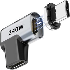 Tttyruei USB C Magnetic Adapter 240w, 2PCS USB C Right Angle Magnetic Adapter Detachable, 24 Pin with PD Fast Charging 40Gbps 8K 60Hz for Thunderbolt 3/4, MacBook Pro/Air/, PS5 PSVR2 in Kuwait