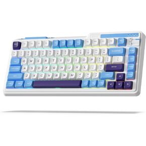 K75 Lite Wireless Mechanical Keyboard, 75% Gasket Mount RGB Gaming Keyboard w/ 3-Mode Knob BT 5.0/2.4G/USB-C Wired, Hot Swappable, 5-Layer Padding & Creamy Linear Switches, Compact 82 Keys