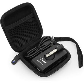 CASEMATIX Carry Case Compatible with Fender Mustang Micro Headphone Amp and Charging Cable - Micro Headphone Amplifier Case Only with Wrist Strap, Black