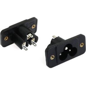E-outstanding C6 Panel Mount Plug Adapter 2PCS 3Pins 250V 10A AC IEC Inlet Module Plug Power Connector Socket Straight