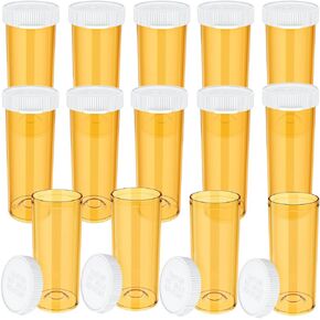 Urekt Pill Bottles Empty with Caps(54 Pack), 8 Dram Small Medicine Bottle with Easy Open Snap Cap Plastic Prescription Medication Vial Container Clear Travel Pill Bottle Case