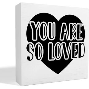 Nursery Table Decor, Nursery Baby Childrens Kids Bedroom Desk Decor Nursery Decoration for Kids Room Playroom, Nursery Decor for Baby Boys Girls, You Are So Loved, Wooden Box Sign