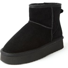 AUSLAND Women's Platform Winter Sonw Boots Genuine Suede Waterproof Anti-Slip Warm Lined Comfortable Outdoor Ankle Boots 9318
