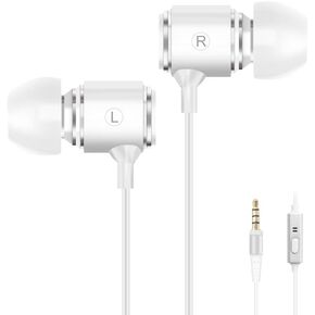 Headphones with Extra Long Cord Extra Earbuds for PC TV Ear Listening Earbuds without Microphone Plug in Headphones Ear Buds Headphones for Computer with No Mic Earphones Brown 10FT