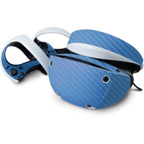 MightySkins Carbon Fiber Skin Compatible with Sony Playstation VR2 - Solid Blue | Protective, Durable Textured Carbon Fiber Finish | Easy to Apply & Change Styles | Made in The USA
