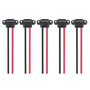 5Pcs Connector Type-C 2 Pin SMD SMT Female Socket USB C Charging Port Screw Hole Charging Interface USB Connector Extension Power Cable USB-C Plug to 2 Pin for DIY