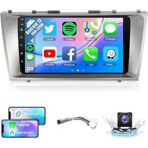 Naifay Car Radio for Toyota Camry 2006 2007 2008 2009 2010 2011 with Wireless Carplay & Android Auto, 2+32G 9" IPS Touch Screen Car Stereo for Camry with Bluetooth/GPS/WiFi/SWC/Split Screen/Camera