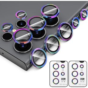 Simpeak 2Pack Camera Lens Protector Compatible with Samsung Galaxy S23 Ultra 5G 6.8" 2023, Individual 9H Tempered Glass Camera Metal Case for S23 Ultra 6.8" [Installation Tray],Black