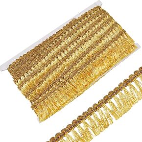 GORGECRAFT 15Yds Silver Metallic Fringe Tassel Trim Glitter Braided Lace Trim Ribbon with Tassel 1-1/4 inch(32mm) Wide Edging Trimming for DIY Sewing Crafts Clothing Curtain Tablecloth Skirt