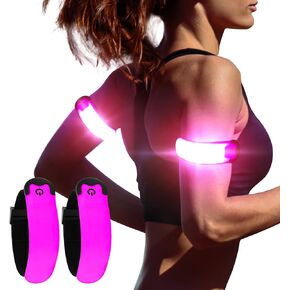 KOSKILL LED Armband Running USB Rechargeable(2 Pack), High Visibility Wristband for Runners, Joggers, Pet Owners, Cyclists, Adjustable Waterproof Reflective Bracelets for Night Running, Walking